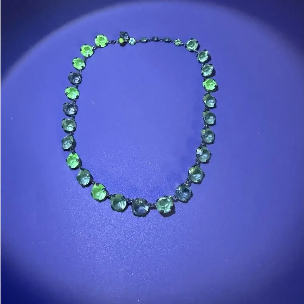 Antique Art Deco Mixed UV Reactive Glass Rivière Necklace Uranium Manganese UV - Picture 11 of 16